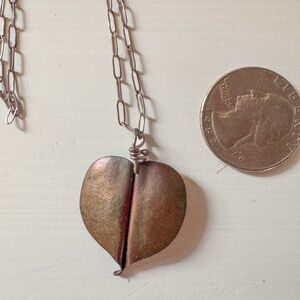 Sundance Heart Leaf Burnished Bronze Pendant Necklace